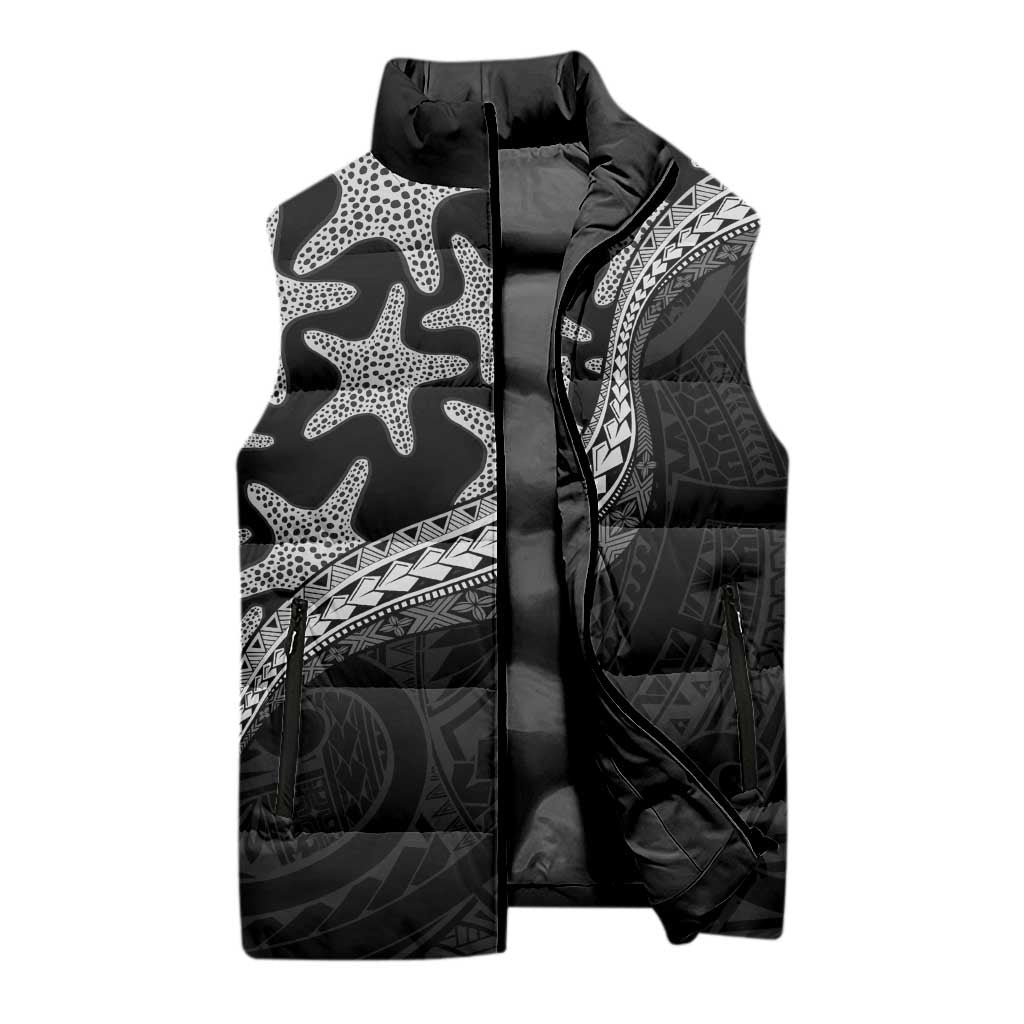 Monotone Polynesian Starfish Unique Pattern Sleeveless Puffer Jacket LT01 - Polynesian Pride