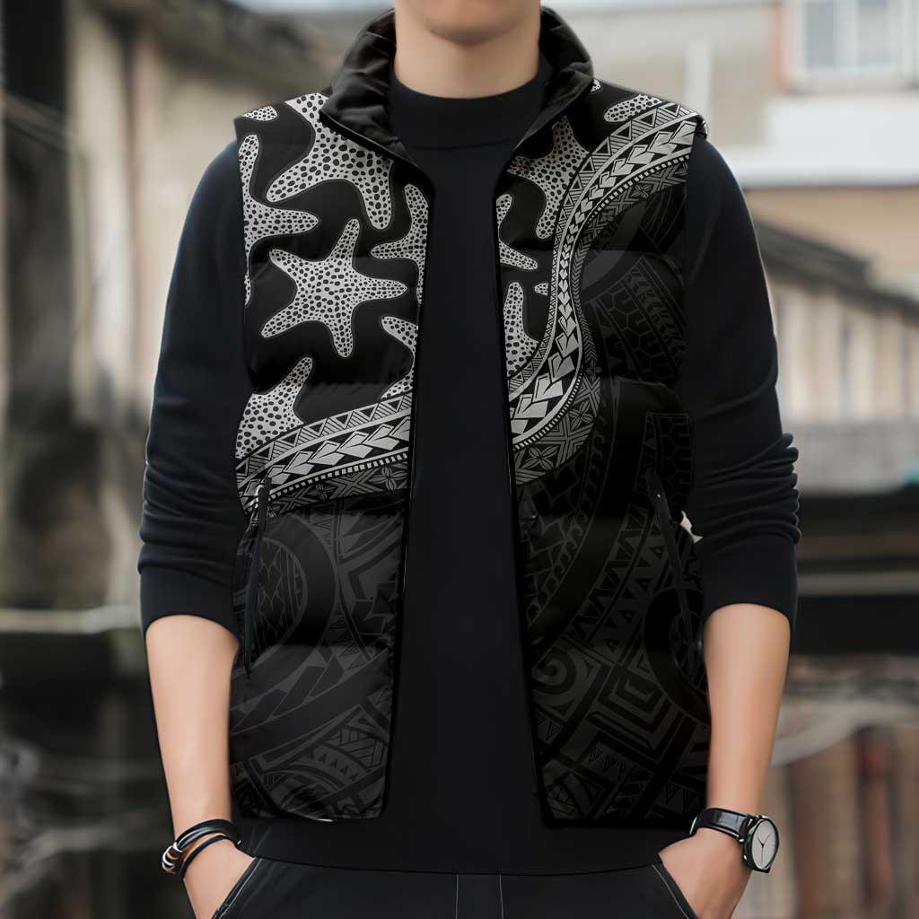 Monotone Polynesian Starfish Unique Pattern Sleeveless Puffer Jacket LT01 - Polynesian Pride