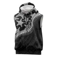 Monotone Polynesian Starfish Unique Pattern Sleeveless Zip Hoodie LT01 Black - Polynesian Pride