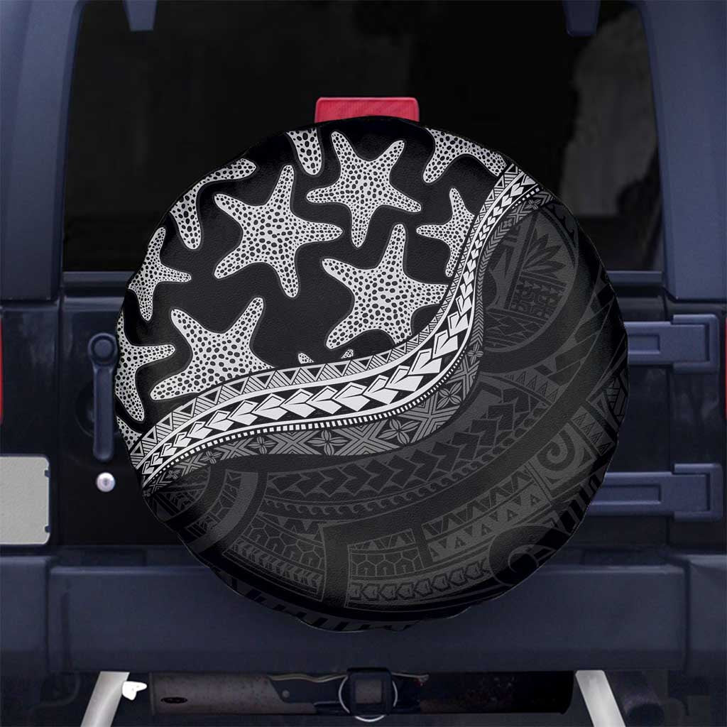 Monotone Polynesian Starfish Unique Pattern Spare Tire Cover LT01 No hole Black - Polynesian Pride