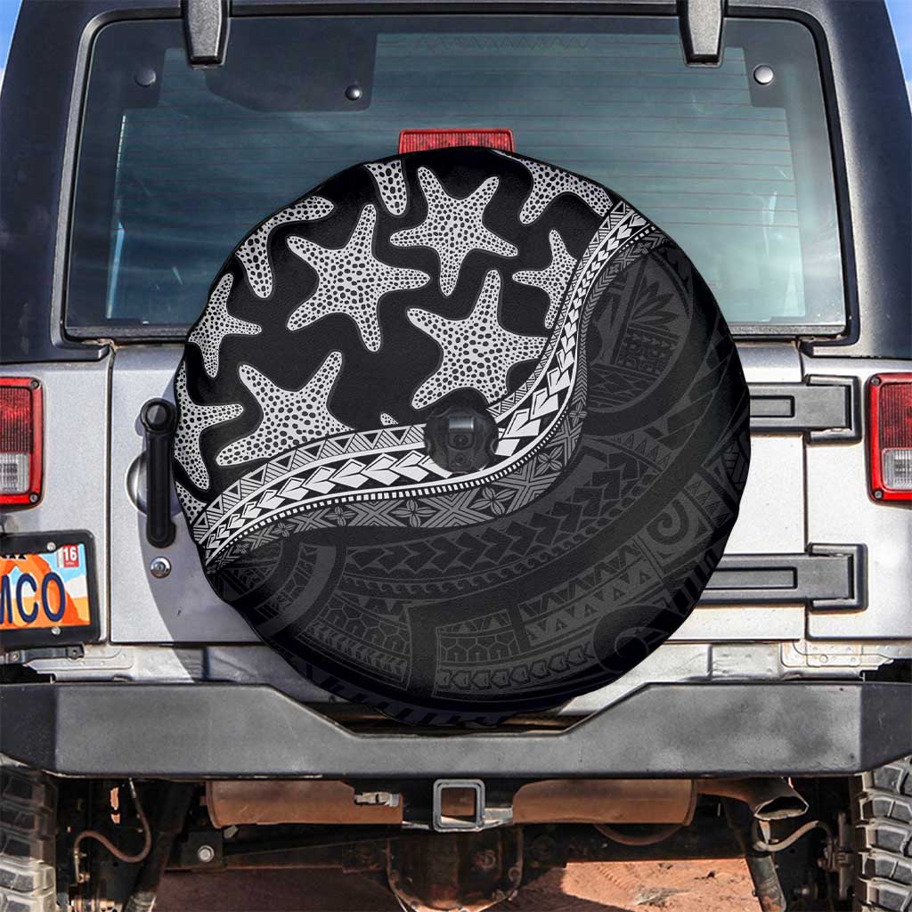 Monotone Polynesian Starfish Unique Pattern Spare Tire Cover LT01 Black - Polynesian Pride