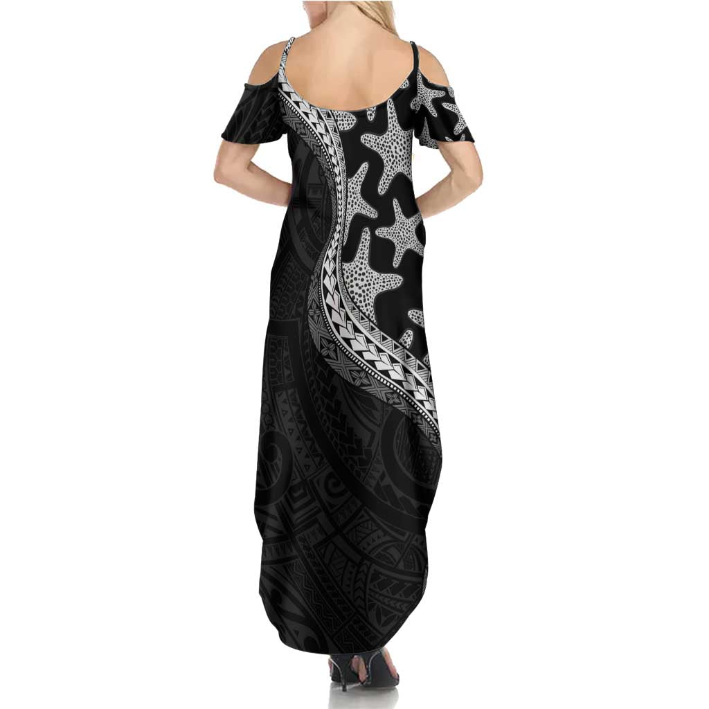 Monotone Polynesian Starfish Unique Pattern Summer Maxi Dress LT01 - Polynesian Pride