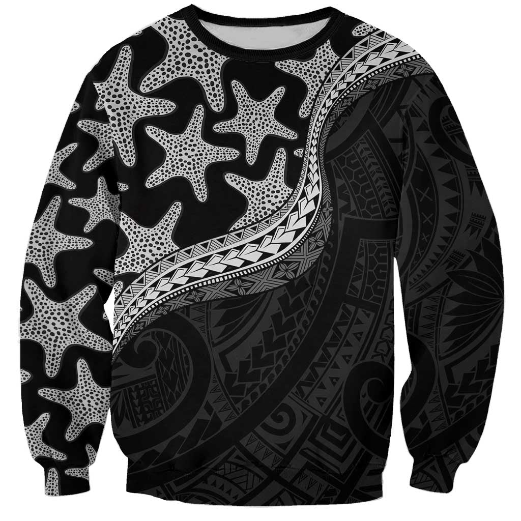 Monotone Polynesian Starfish Unique Pattern Sweatshirt LT01 Unisex Black - Polynesian Pride