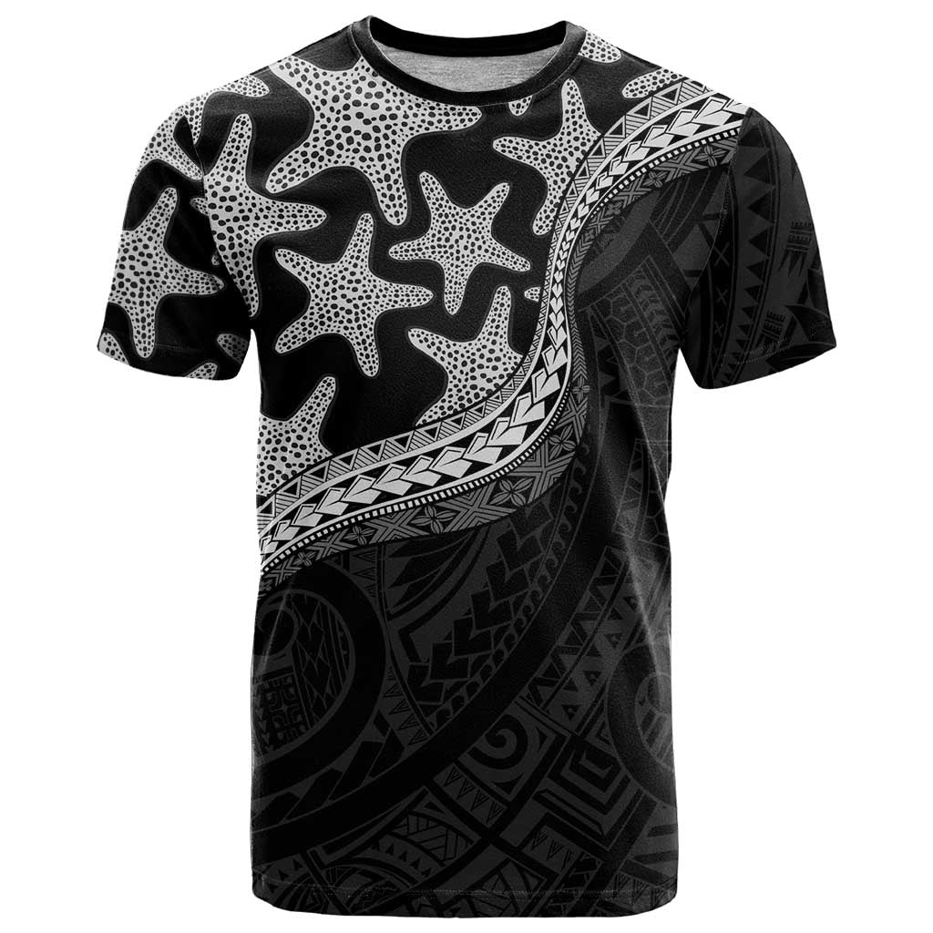 Monotone Polynesian Starfish Unique Pattern T Shirt LT01 Black - Polynesian Pride