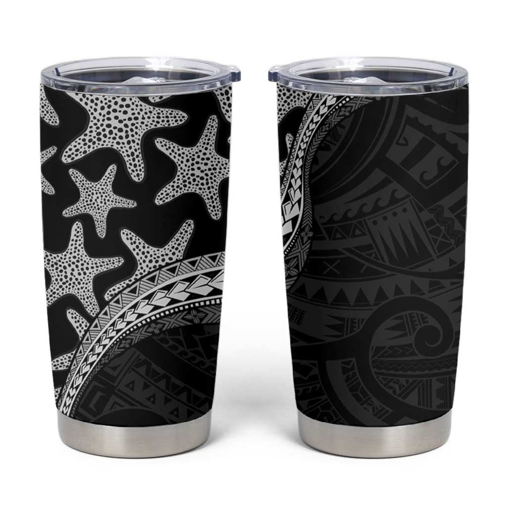 Monotone Polynesian Starfish Unique Pattern Tumbler Cup LT01 Black - Polynesian Pride