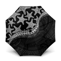 Monotone Polynesian Starfish Unique Pattern Umbrella LT01 One Size Folded 11.42 inch Opened Diameter 37.4 inch Black - Polynesian Pride