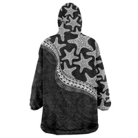 Monotone Polynesian Starfish Unique Pattern Wearable Blanket Hoodie LT01 - Polynesian Pride