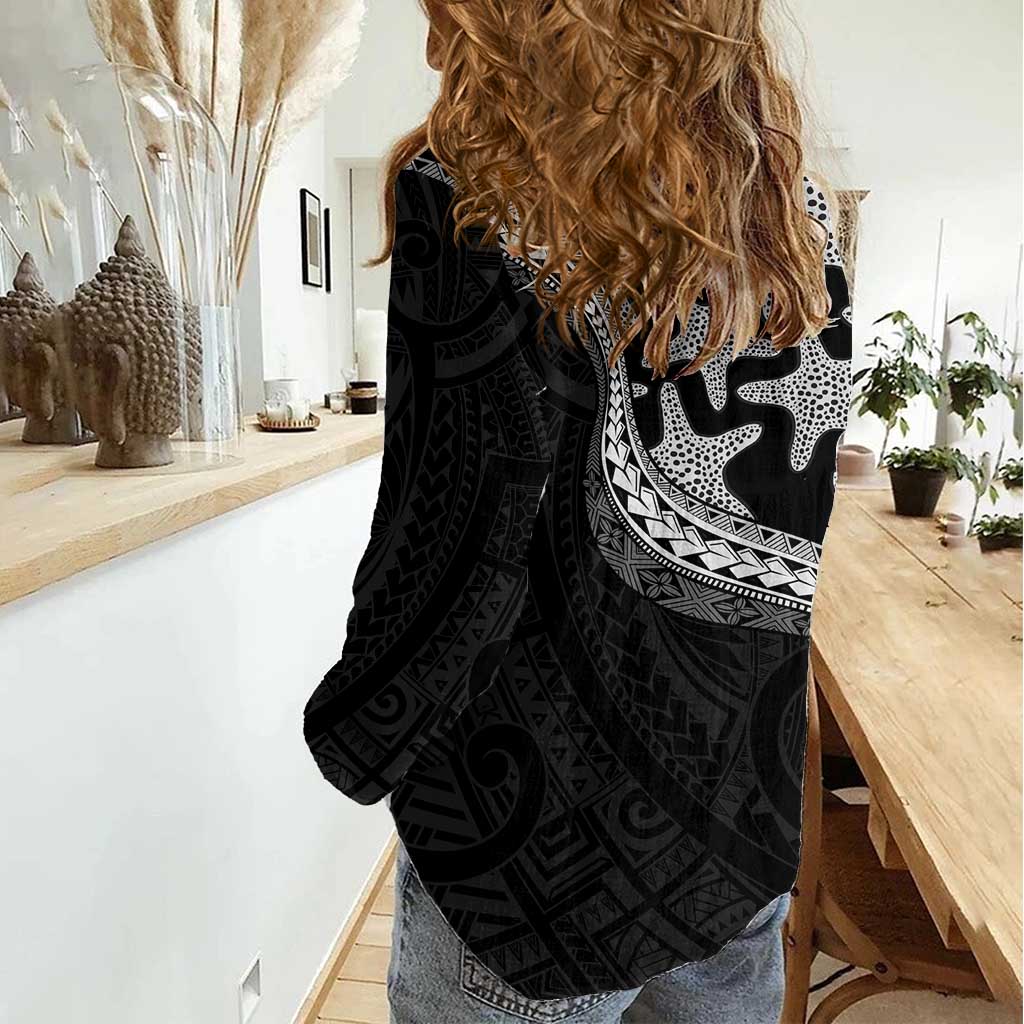 Monotone Polynesian Starfish Unique Pattern Women Casual Shirt LT01 - Polynesian Pride