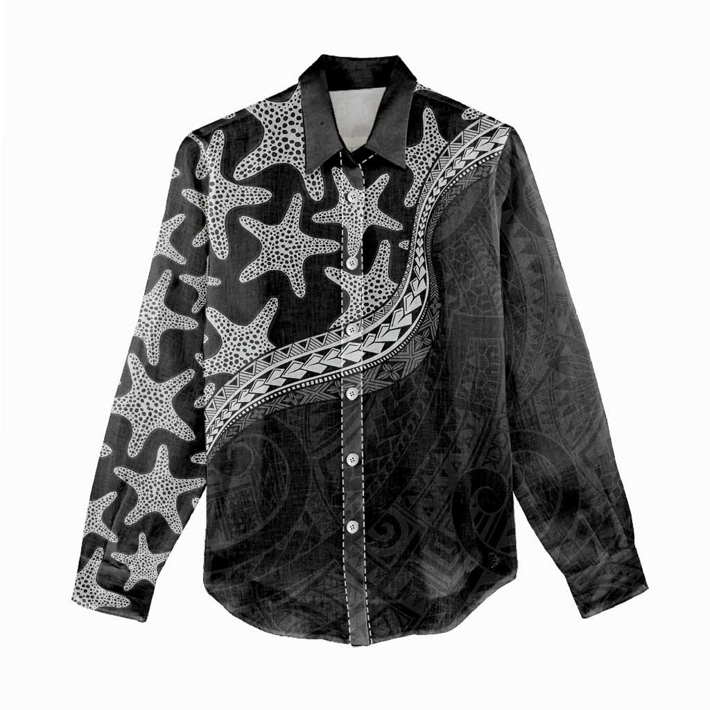Monotone Polynesian Starfish Unique Pattern Women Casual Shirt LT01 - Polynesian Pride