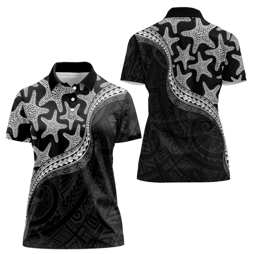 Monotone Polynesian Starfish Unique Pattern Women Polo Shirt LT01 - Polynesian Pride