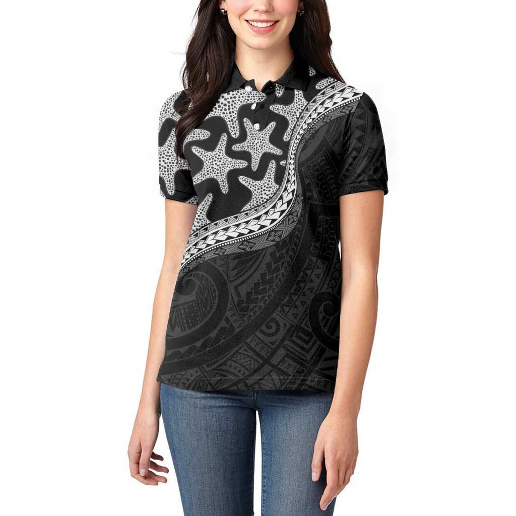 Monotone Polynesian Starfish Unique Pattern Women Polo Shirt LT01 - Polynesian Pride