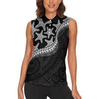 Monotone Polynesian Starfish Unique Pattern Women Sleeveless Polo Shirt LT01 - Polynesian Pride