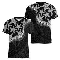 Monotone Polynesian Starfish Unique Pattern Women V-Neck T-Shirt LT01 - Polynesian Pride