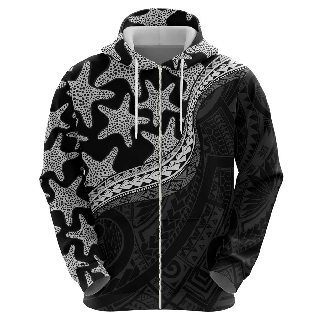 Monotone Polynesian Starfish Unique Pattern Zip Hoodie LT01 - Polynesian Pride