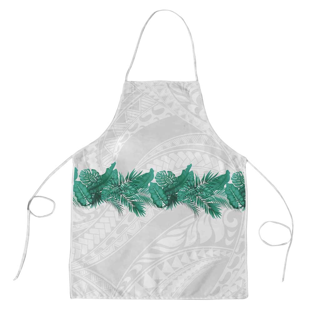 Hawaii Tropical Leaves Apron Polynesian Pattern LT01 White - Polynesian Pride