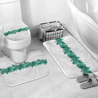 Hawaii Tropical Leaves Bathroom Set Polynesian Pattern LT01 Mat Set Only (3 pcs) One Size White - Polynesian Pride