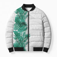 Hawaii Tropical Leaves Bomber Puffer Jacket Polynesian Pattern LT01 Unisex White - Polynesian Pride