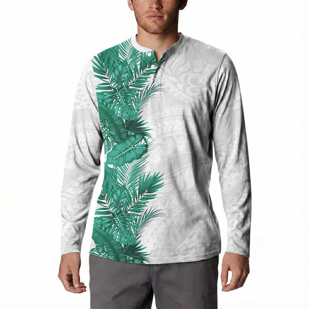 Hawaii Tropical Leaves Button Sweatshirt Polynesian Pattern LT01 - Polynesian Pride
