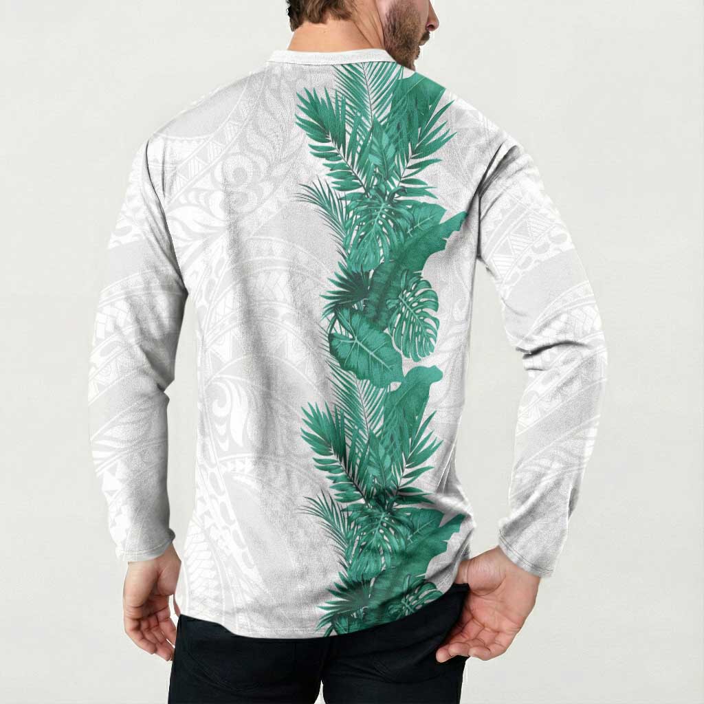 Hawaii Tropical Leaves Button Sweatshirt Polynesian Pattern LT01 - Polynesian Pride