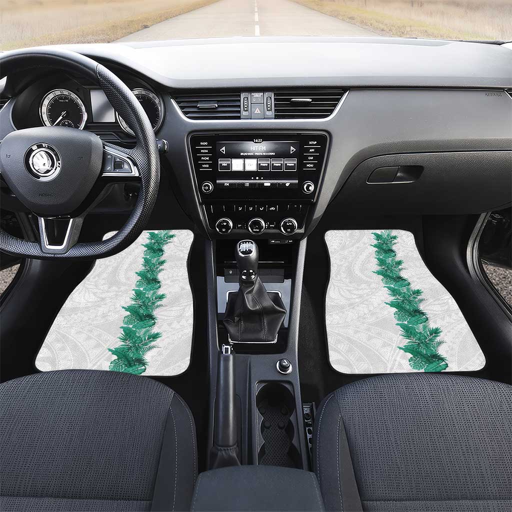 Hawaii Tropical Leaves Car Mats Polynesian Pattern LT01 Set 2pcs - Front White - Polynesian Pride