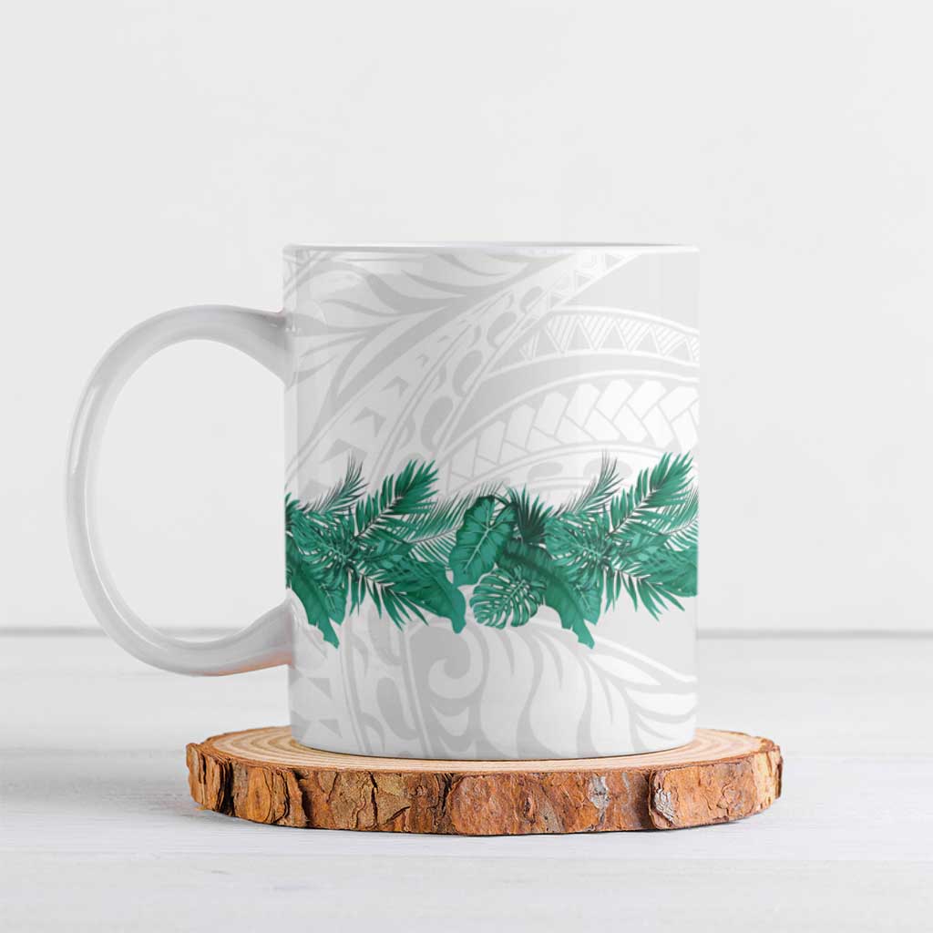 Hawaii Tropical Leaves Ceramic Mug Polynesian Pattern LT01 White - Polynesian Pride