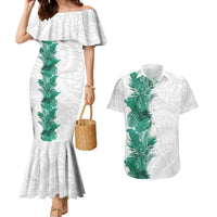 Hawaii Tropical Leaves Couples Matching Mermaid Dress and Hawaiian Shirt Polynesian Pattern LT01 White - Polynesian Pride