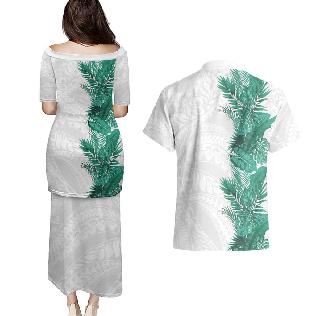 Hawaii Tropical Leaves Couples Matching Puletasi and Hawaiian Shirt Polynesian Pattern LT01 - Polynesian Pride