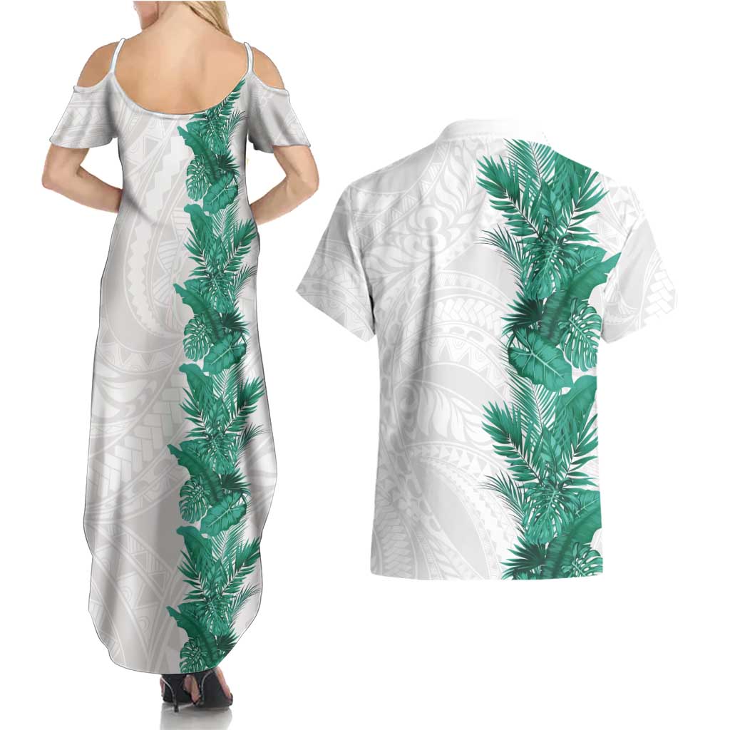Hawaii Tropical Leaves Couples Matching Summer Maxi Dress and Hawaiian Shirt Polynesian Pattern LT01 - Polynesian Pride