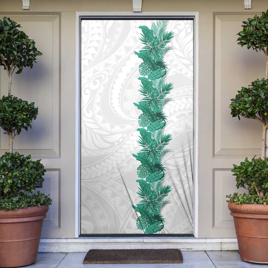 Hawaii Tropical Leaves Door Cover Polynesian Pattern LT01 White - Polynesian Pride