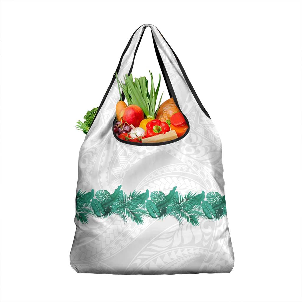 Hawaii Tropical Leaves Grocery Bag Polynesian Pattern LT01 1-pack One Size White - Polynesian Pride