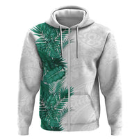 Hawaii Tropical Leaves Hoodie Polynesian Pattern LT01 Zip Hoodie White - Polynesian Pride