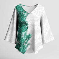 Hawaii Tropical Leaves Kimono Sleeve Blouse Polynesian Pattern LT01 Female White - Polynesian Pride