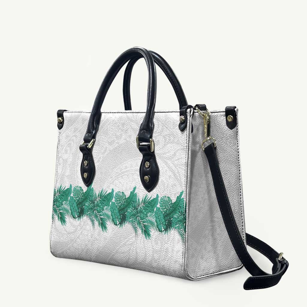 Hawaii Tropical Leaves Leather Bag Polynesian Pattern LT01 White - Polynesian Pride