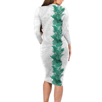 Hawaii Tropical Leaves Long Sleeve Bodycon Dress Polynesian Pattern LT01 - Polynesian Pride