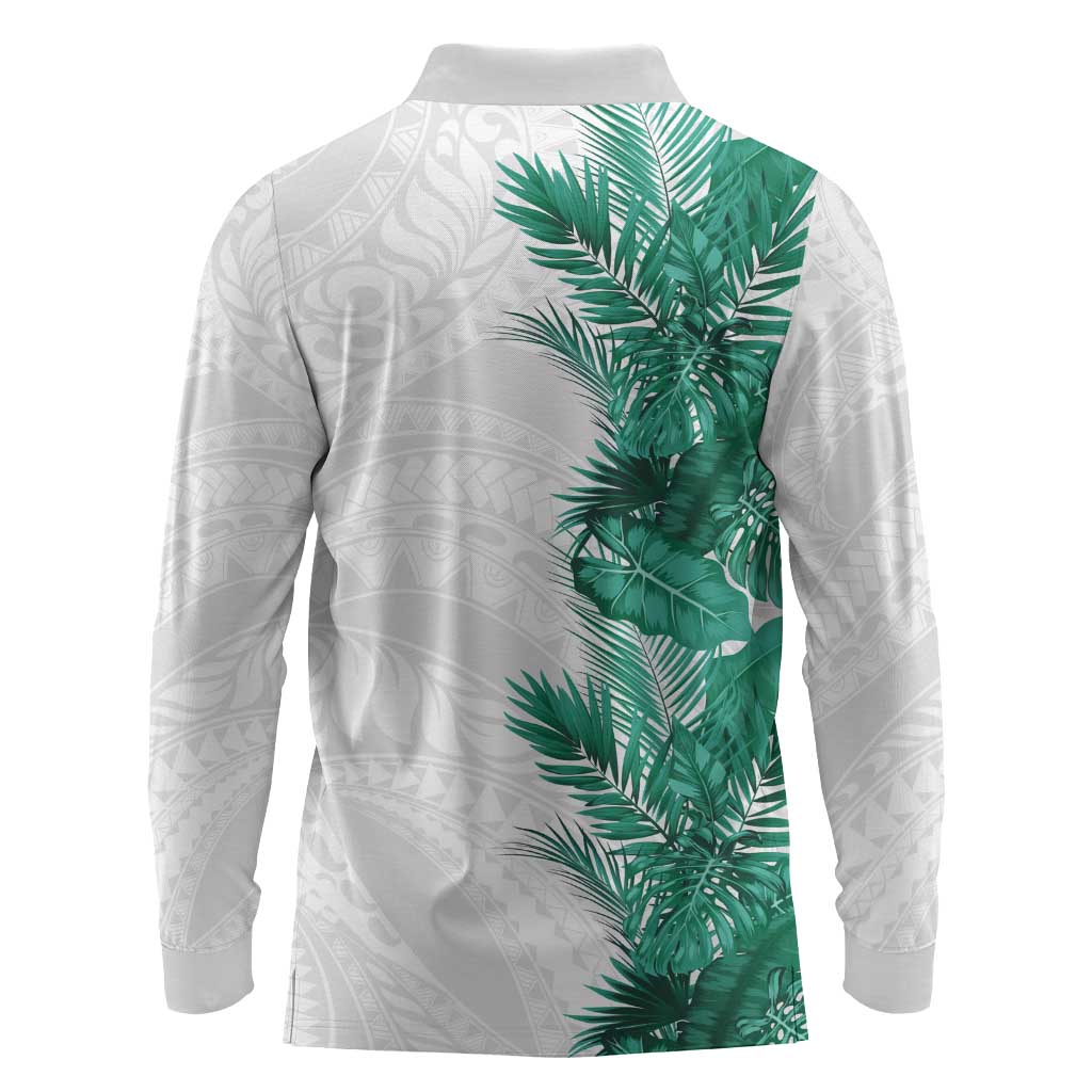 Hawaii Tropical Leaves Long Sleeve Polo Shirt Polynesian Pattern LT01 - Polynesian Pride
