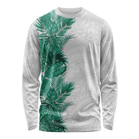 Hawaii Tropical Leaves Long Sleeve Shirt Polynesian Pattern LT01 Unisex White - Polynesian Pride