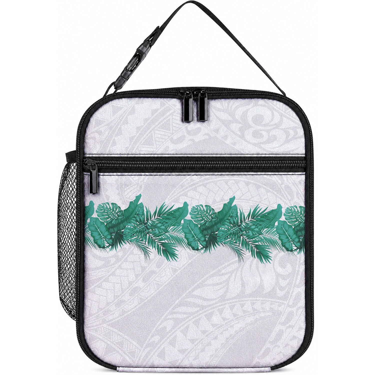 Hawaii Tropical Leaves Lunch Bag Polynesian Pattern LT01 10.2 × 8.3 × 4.3 inch White - Polynesian Pride