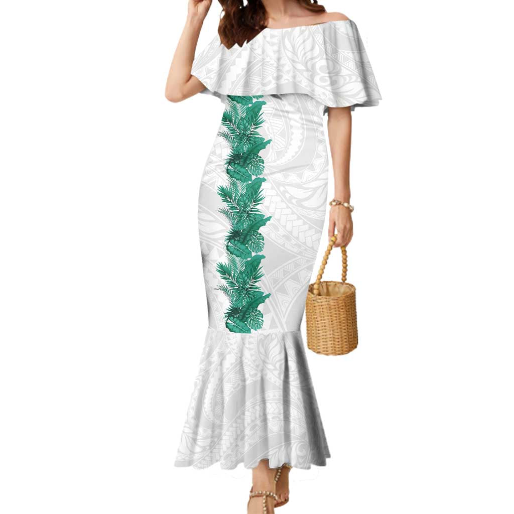 Hawaii Tropical Leaves Mermaid Dress Polynesian Pattern LT01 Women White - Polynesian Pride