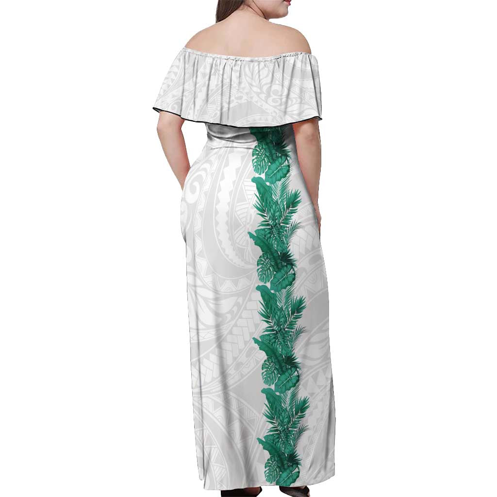 Hawaii Tropical Leaves Off Shoulder Maxi Dress Polynesian Pattern LT01 - Polynesian Pride