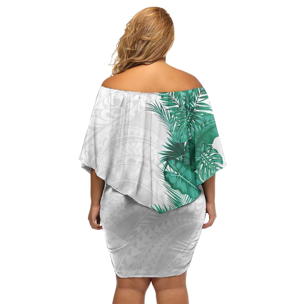 Hawaii Tropical Leaves Off Shoulder Short Dress Polynesian Pattern LT01 - Polynesian Pride