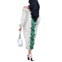 Hawaii Tropical Leaves Off The Shoulder Long Sleeve Dress Polynesian Pattern LT01 - Polynesian Pride