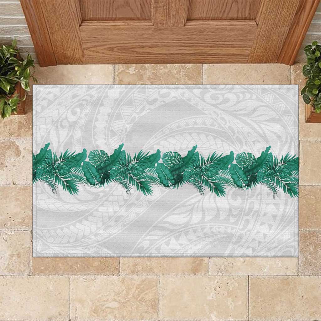 Hawaii Tropical Leaves Rubber Doormat Polynesian Pattern LT01 White - Polynesian Pride
