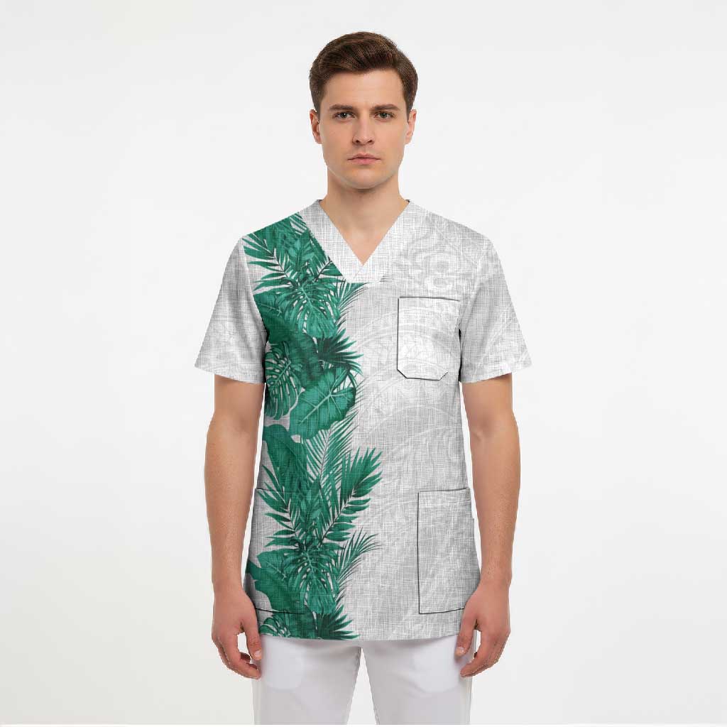 Hawaii Tropical Leaves Scrub Top Polynesian Pattern LT01 - Polynesian Pride