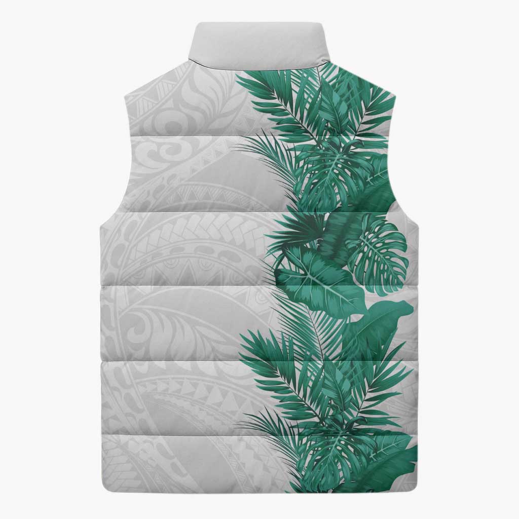 Hawaii Tropical Leaves Sleeveless Puffer Jacket Polynesian Pattern LT01 - Polynesian Pride