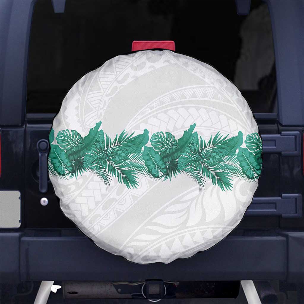 Hawaii Tropical Leaves Spare Tire Cover Polynesian Pattern LT01 No hole White - Polynesian Pride