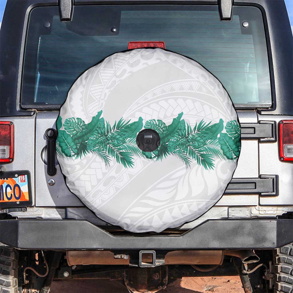 Hawaii Tropical Leaves Spare Tire Cover Polynesian Pattern LT01 White - Polynesian Pride