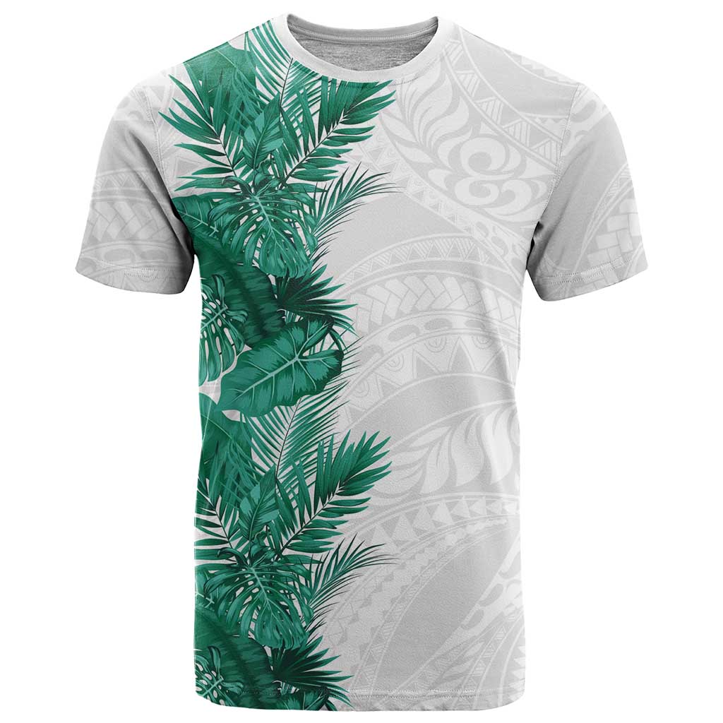 Hawaii Tropical Leaves T Shirt Polynesian Pattern LT01 White - Polynesian Pride