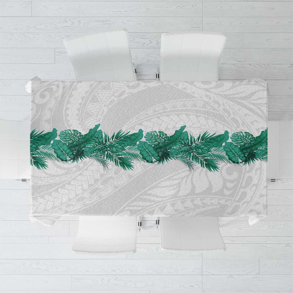 Hawaii Tropical Leaves Tablecloth Polynesian Pattern LT01 White - Polynesian Pride