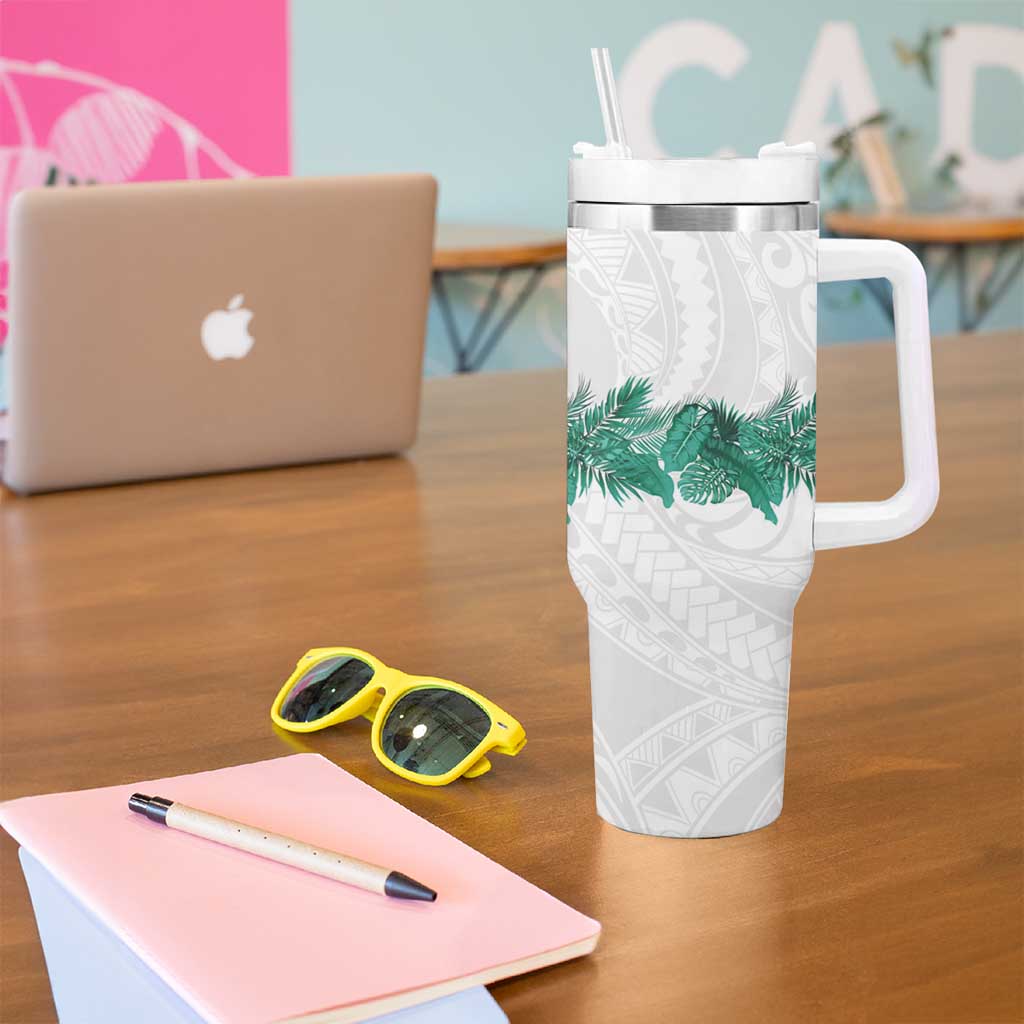 Hawaii Tropical Leaves Tumbler With Handle Polynesian Pattern LT01 - Polynesian Pride