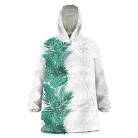 Hawaii Tropical Leaves Wearable Blanket Hoodie Polynesian Pattern LT01 One Size White - Polynesian Pride